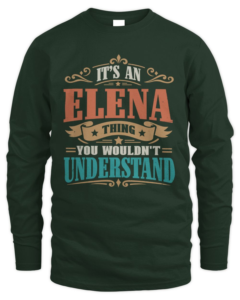 It’s a Name Thing Personalized Retro T-Shirt ELENA M1-47 / Men's Long Sleeved T-Shirt / forest green