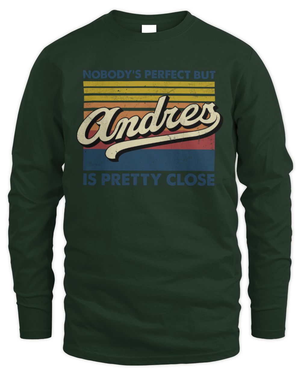 Nobody's Perfect But Your Name Is Pretty Close Retro Shirt ANDRES M1-65 / Men's Long Sleeved T-Shirt / forest green