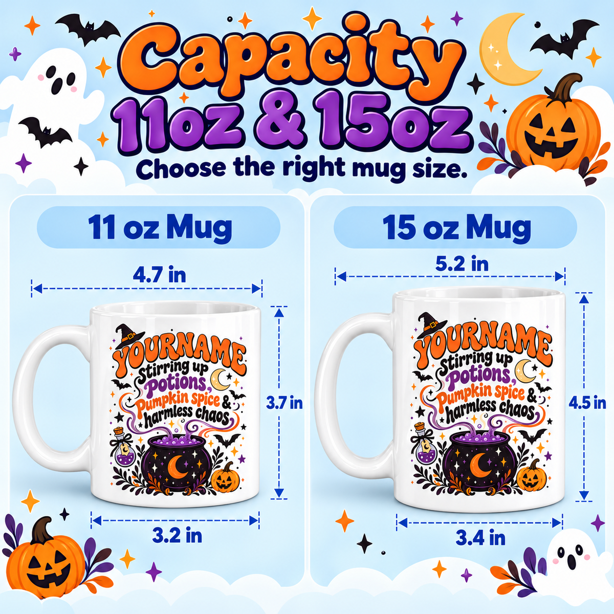 Your Name Strring Up Potions, Pumpkin Spice & Harmless Chaos - Personalized Mug