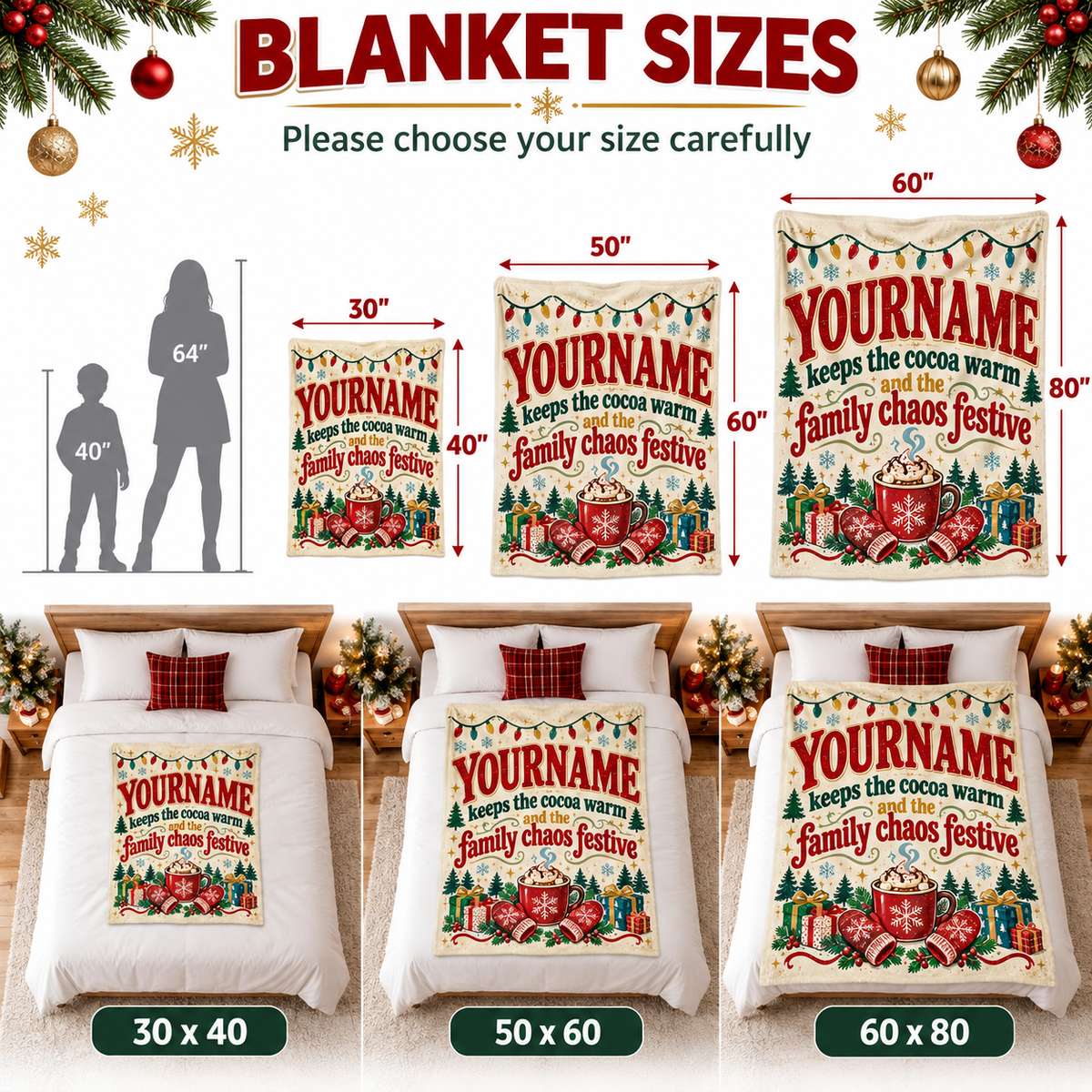 Your Name Keeps The Cocoa Warm Family Chaos Festive - Personalized Blanket