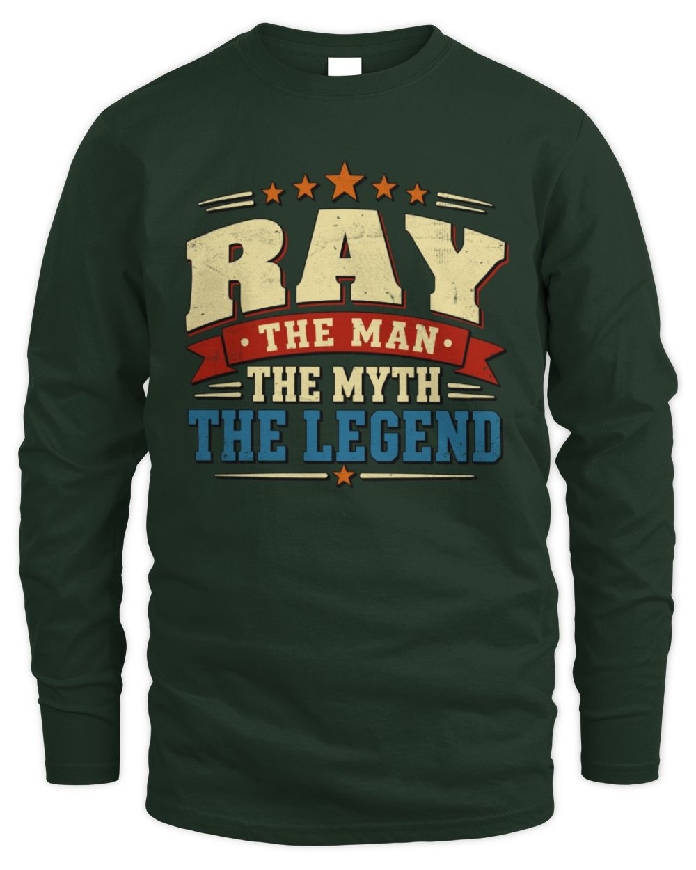 The Man The Myth The Legend Ribbon Vintage T-Shirt RAY M1-56 / Men's Long Sleeved T-Shirt / forest green