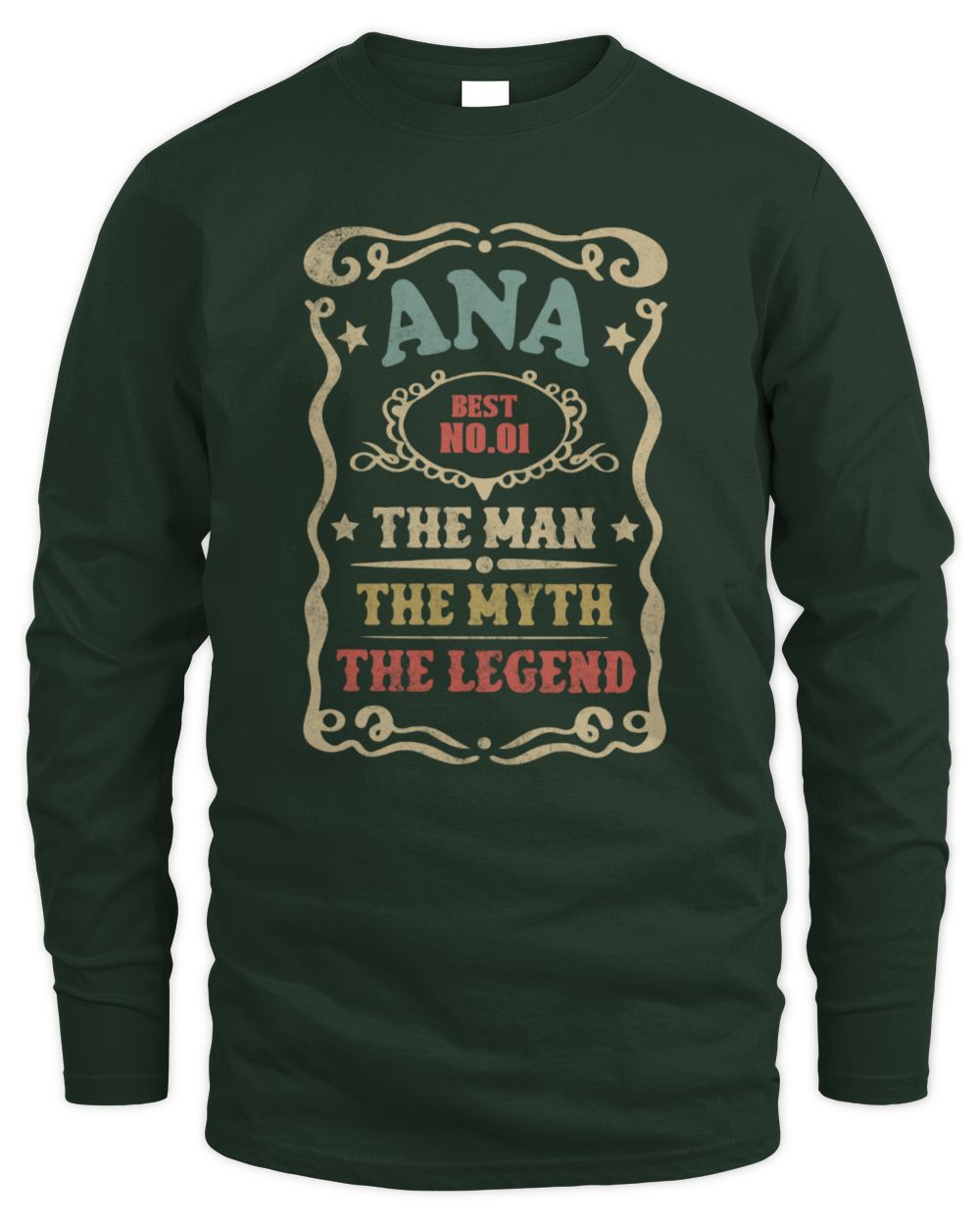 The Man The Myth The Legend Vintage Gold Wine Shirt ANA M1-52 / Men's Long Sleeved T-Shirt / forest green