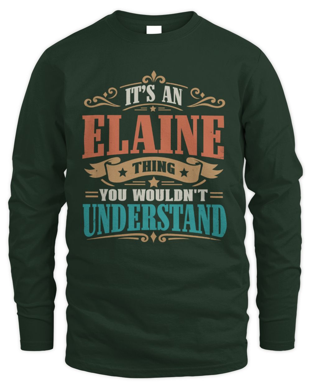 It’s a Name Thing Personalized Retro T-Shirt ELAINE M1-47 / Men's Long Sleeved T-Shirt / forest green
