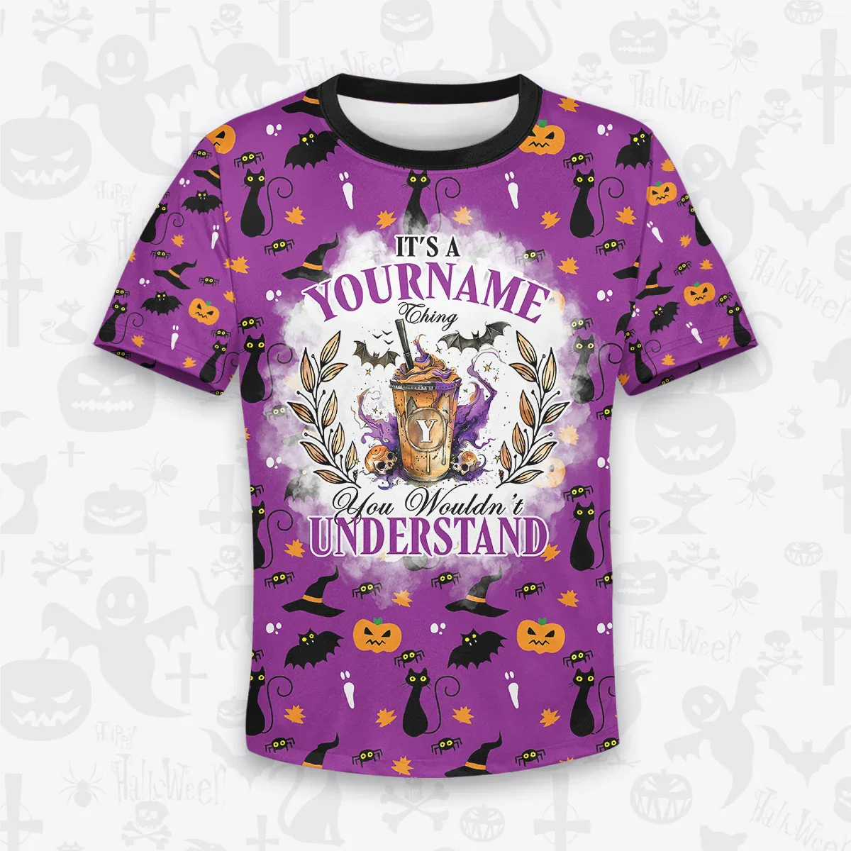 Custom Halloween Pajamas Set Tshirt & Pants Horror Skull Pumpkin HL2