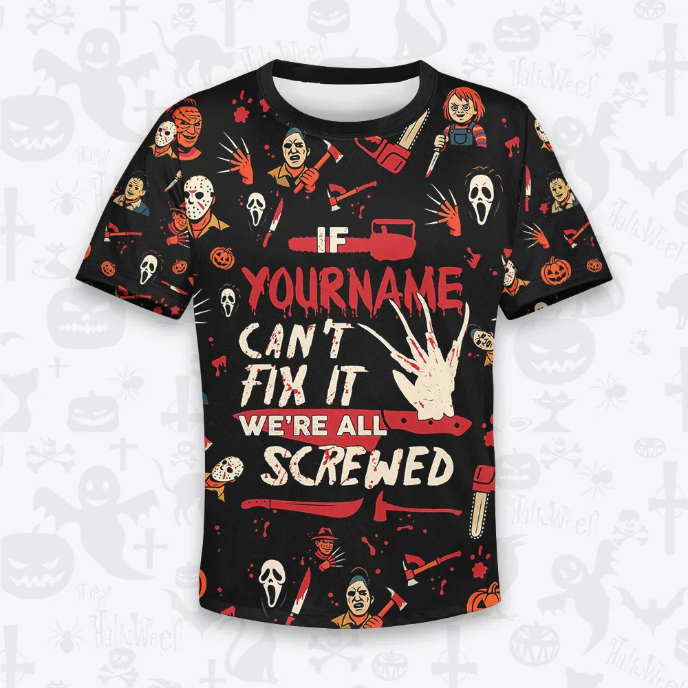 Custom Halloween Pajamas Set Tshirt & Pants Horror Skull Pumpkin HL1