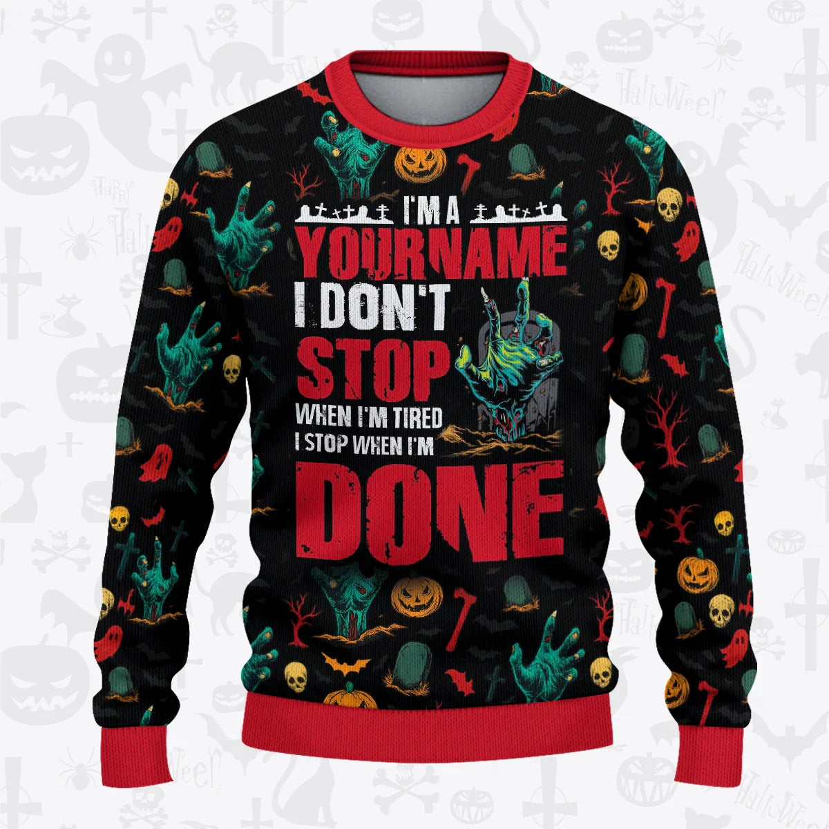 Custom Horror Halloween Pajamas Set Cozy Sweater & Pants Sleepwear HL3