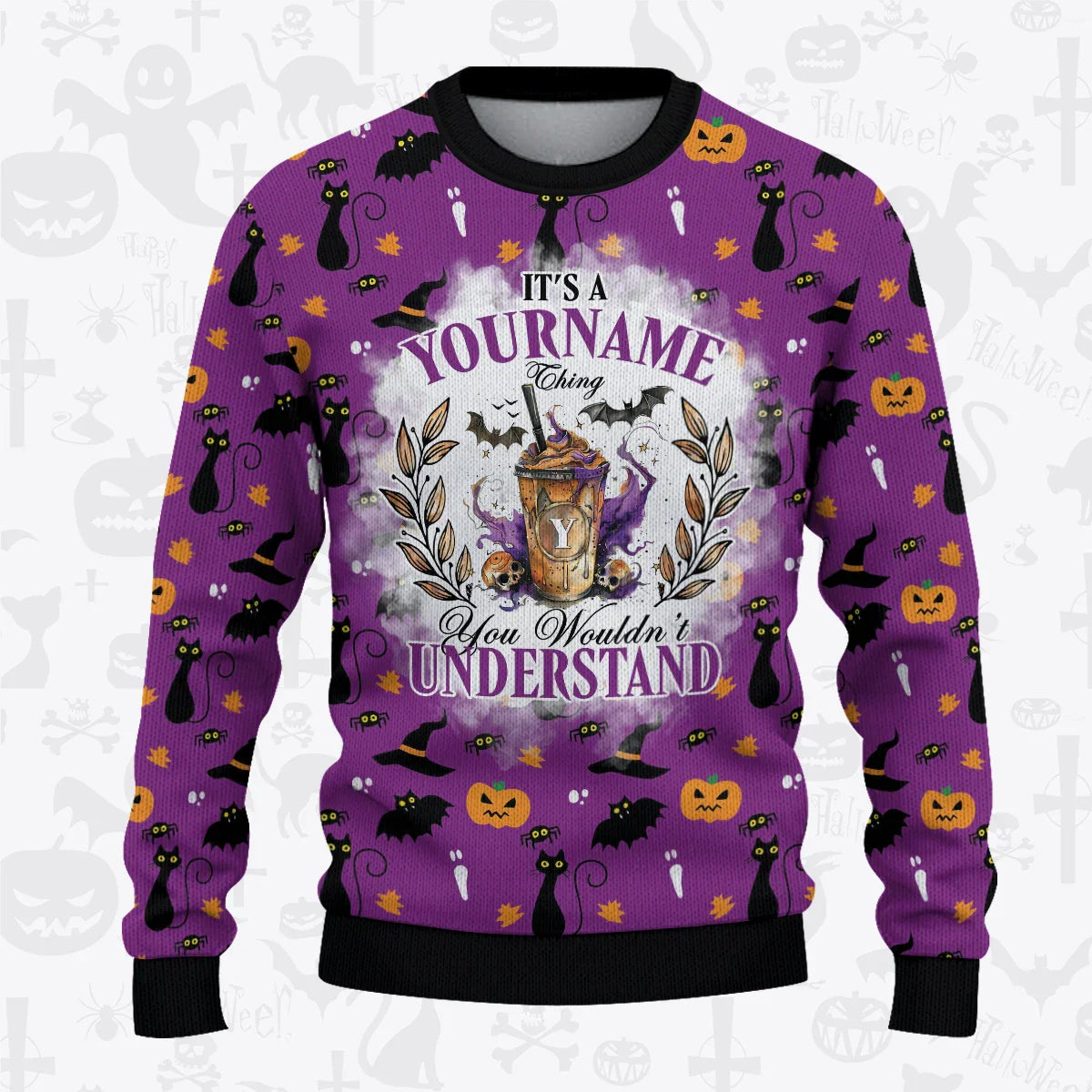 Custom Horror Halloween Pajamas Set Cozy Sweater & Pants Sleepwear HL2