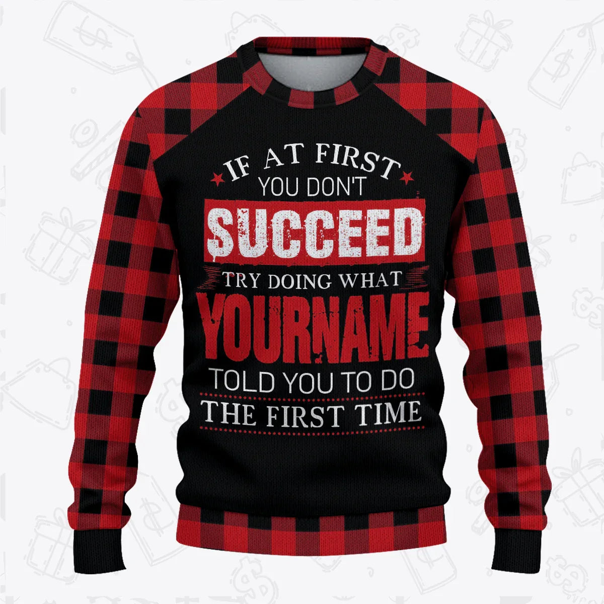 Custom Buffalo Plaid Pajamas Set Sweater & Pants EV2