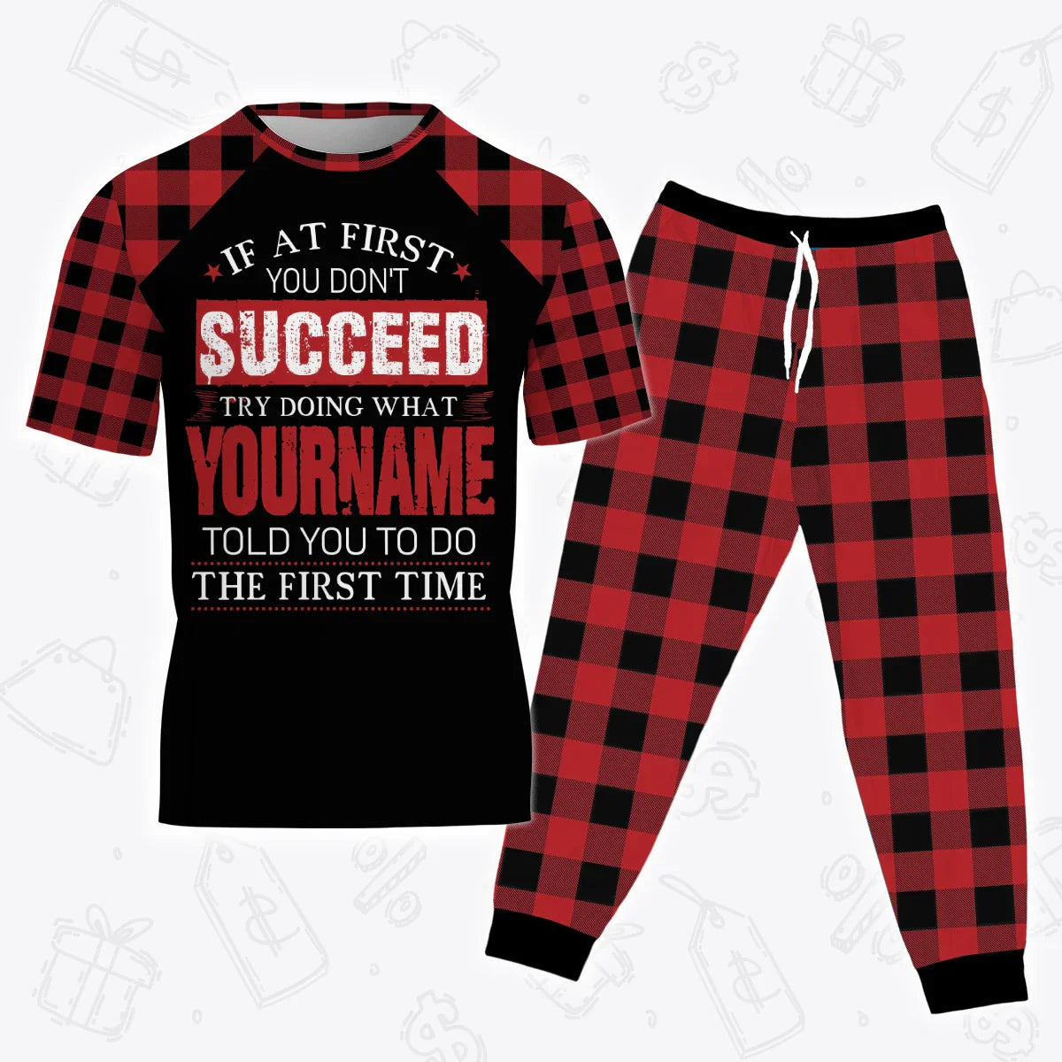 Custom Buffalo Plaid Pajamas Set Tshirt & Pants EV2