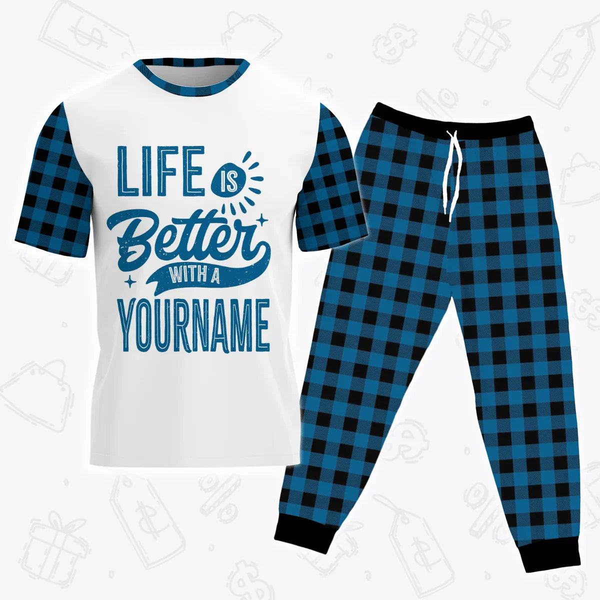 Custom Buffalo Plaid Pajamas Set Tshirt & Pants EV1