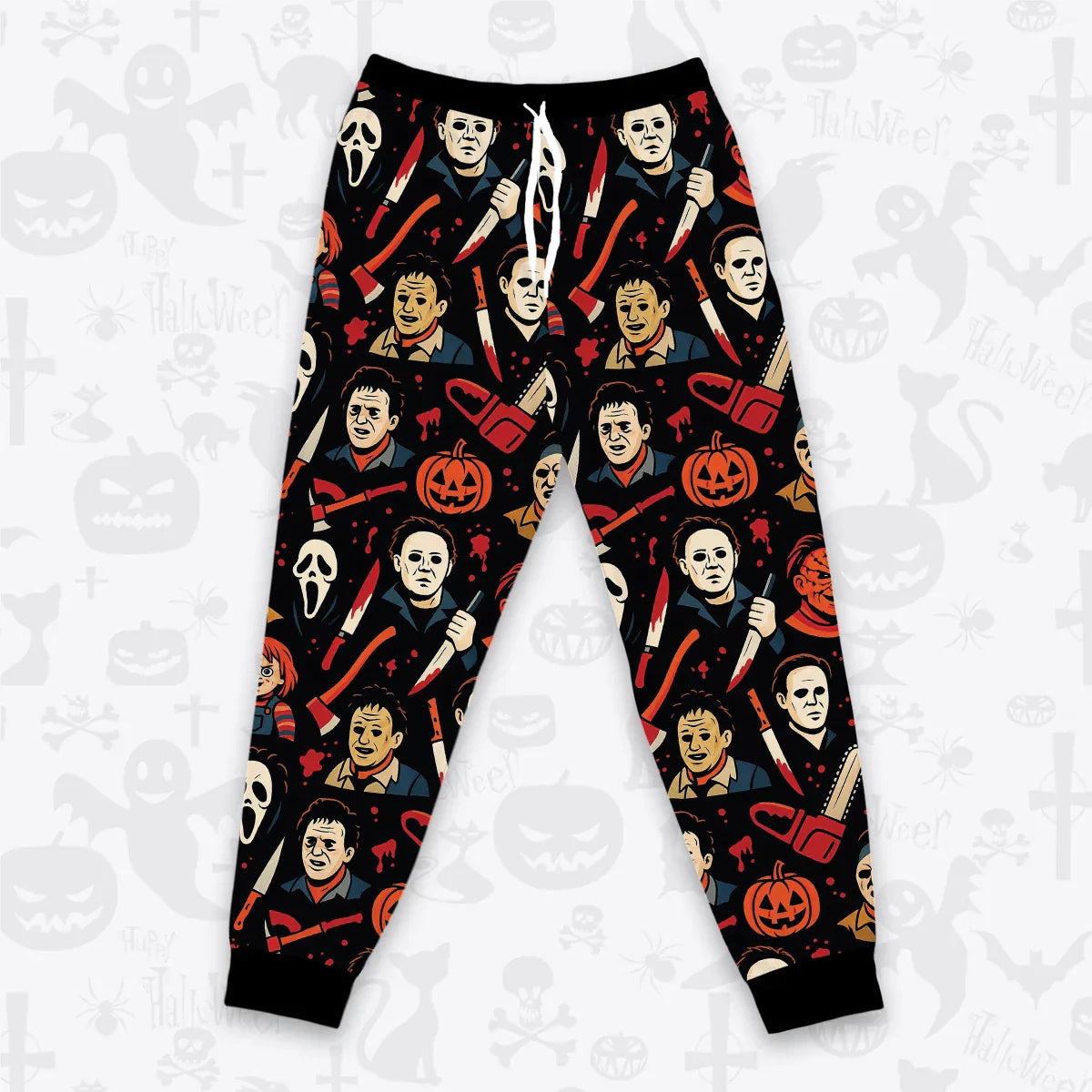 Custom Halloween Pajamas Set Tshirt & Pants Horror Skull Pumpkin HL1