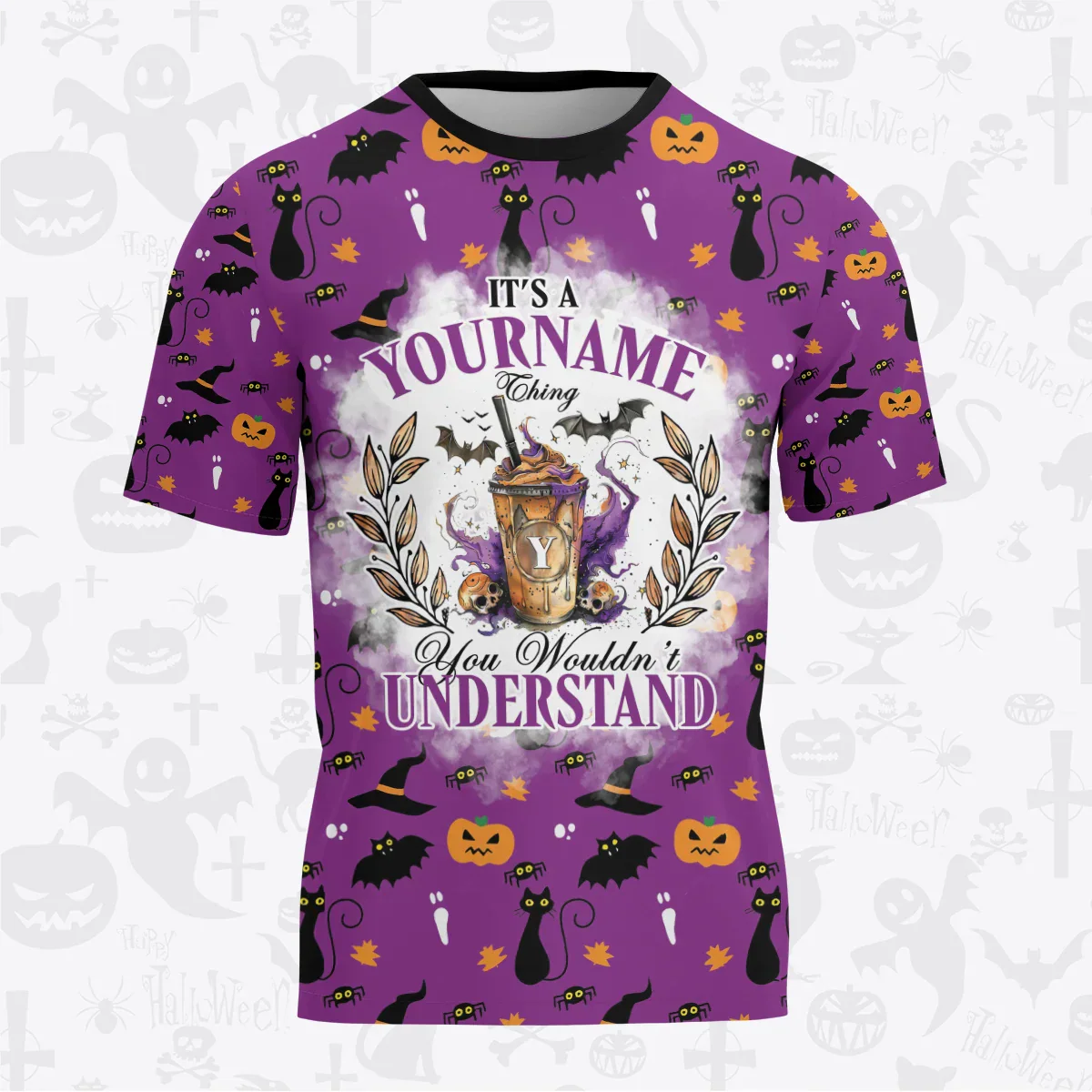 Custom Halloween Pajamas Set Tshirt & Pants Horror Skull Pumpkin HL2