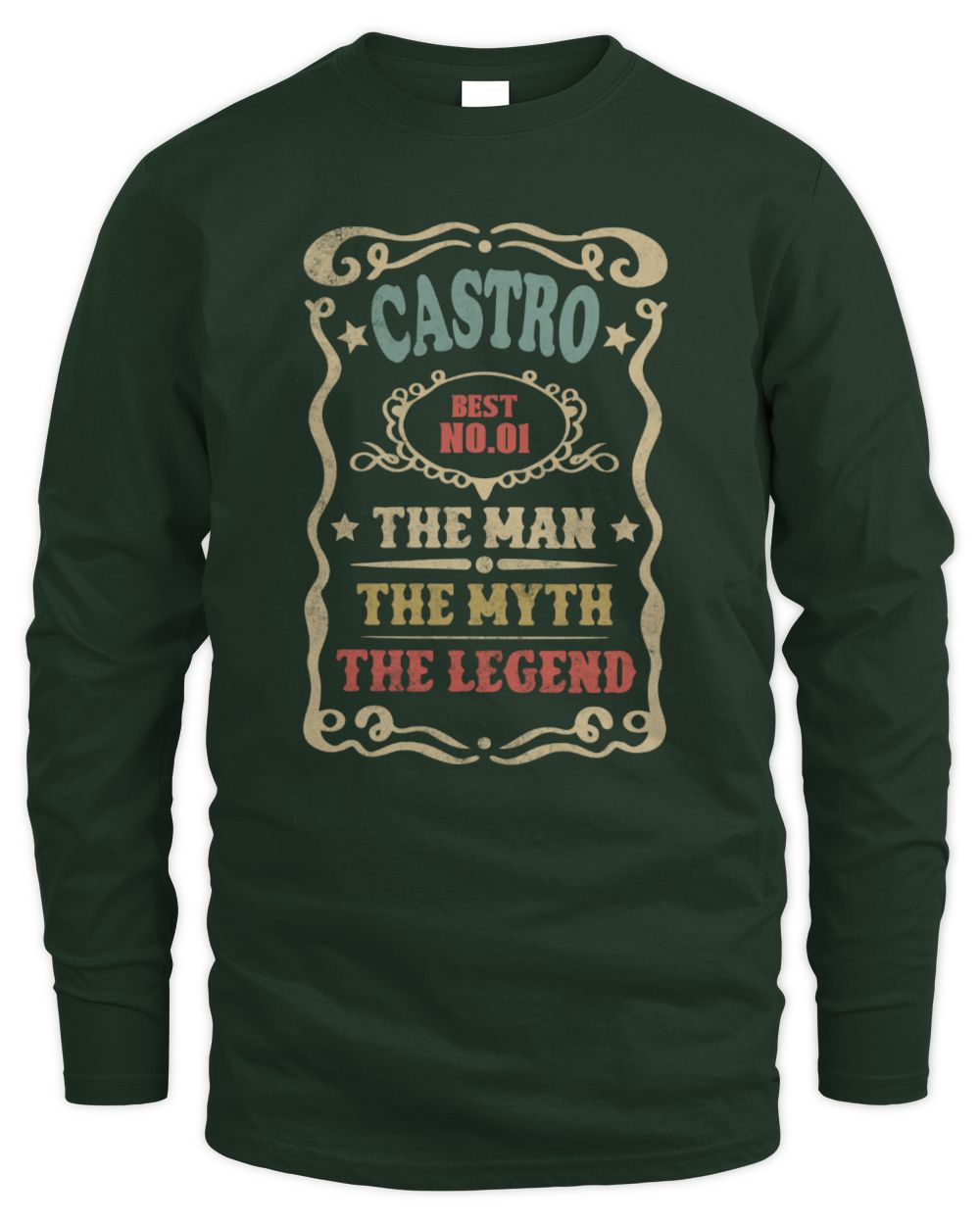 The Man The Myth The Legend Vintage Gold Wine Shirt CASTRO M1-52 / Men's Long Sleeved T-Shirt / forest green