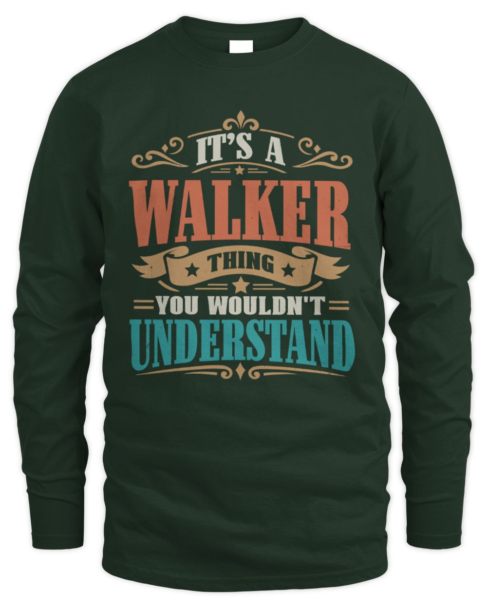 It’s a Name Thing Personalized Retro T-Shirt WALKER M1-47 / Men's Long Sleeved T-Shirt / forest green