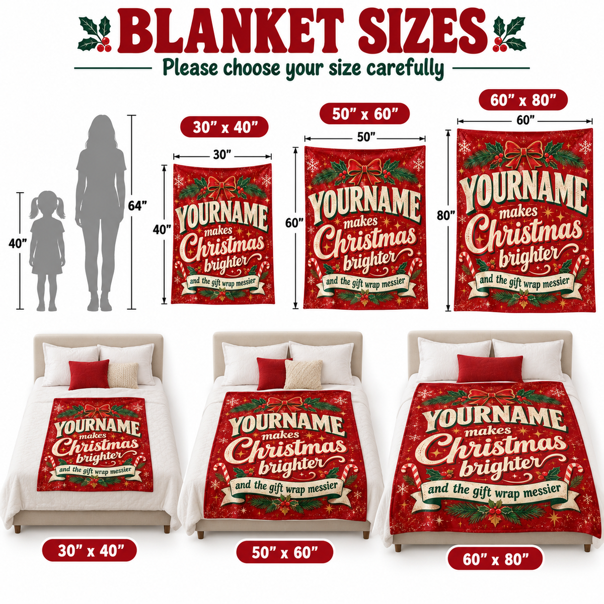 Your Name Makes Christmas Brighter And The Gift Wrap Messier - Personalized Blanket