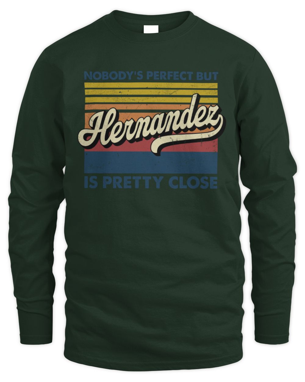 Nobody's Perfect But Your Name Is Pretty Close Retro Shirt HERNANDEZ M1-65 / Men's Long Sleeved T-Shirt / forest green