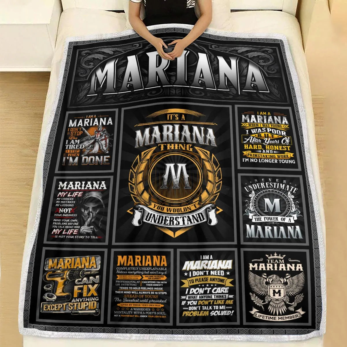 MARIANA Personalized Blanket | Custom Name Cozy Throw Gift 13K1-BK2