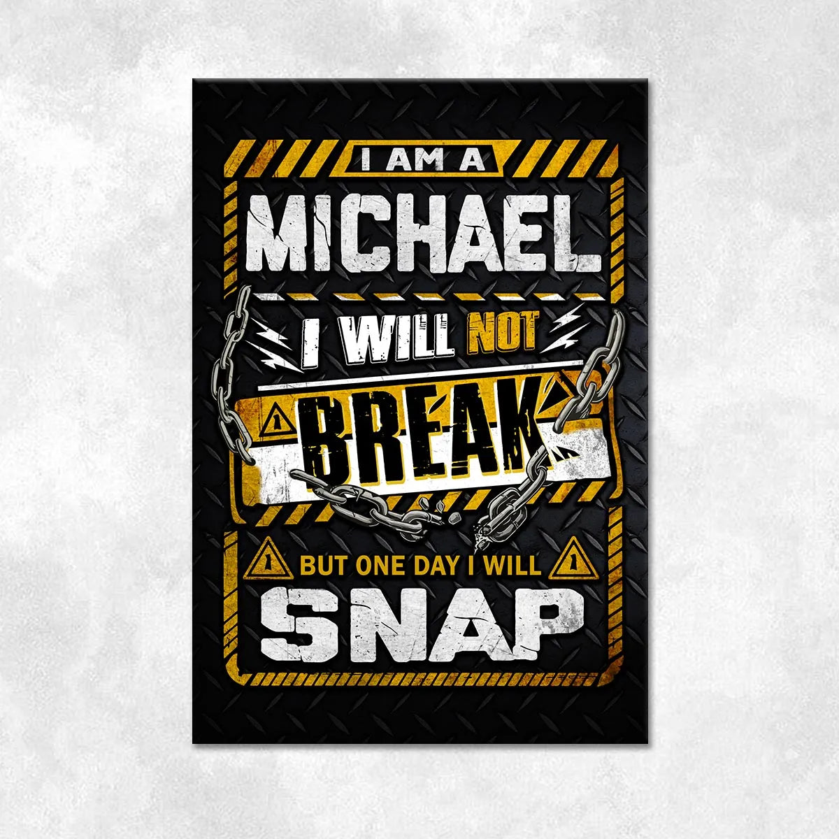 MICHAEL Motivational Rug – Black & Yellow Quote Carpet for Living Room 13K1-AR1