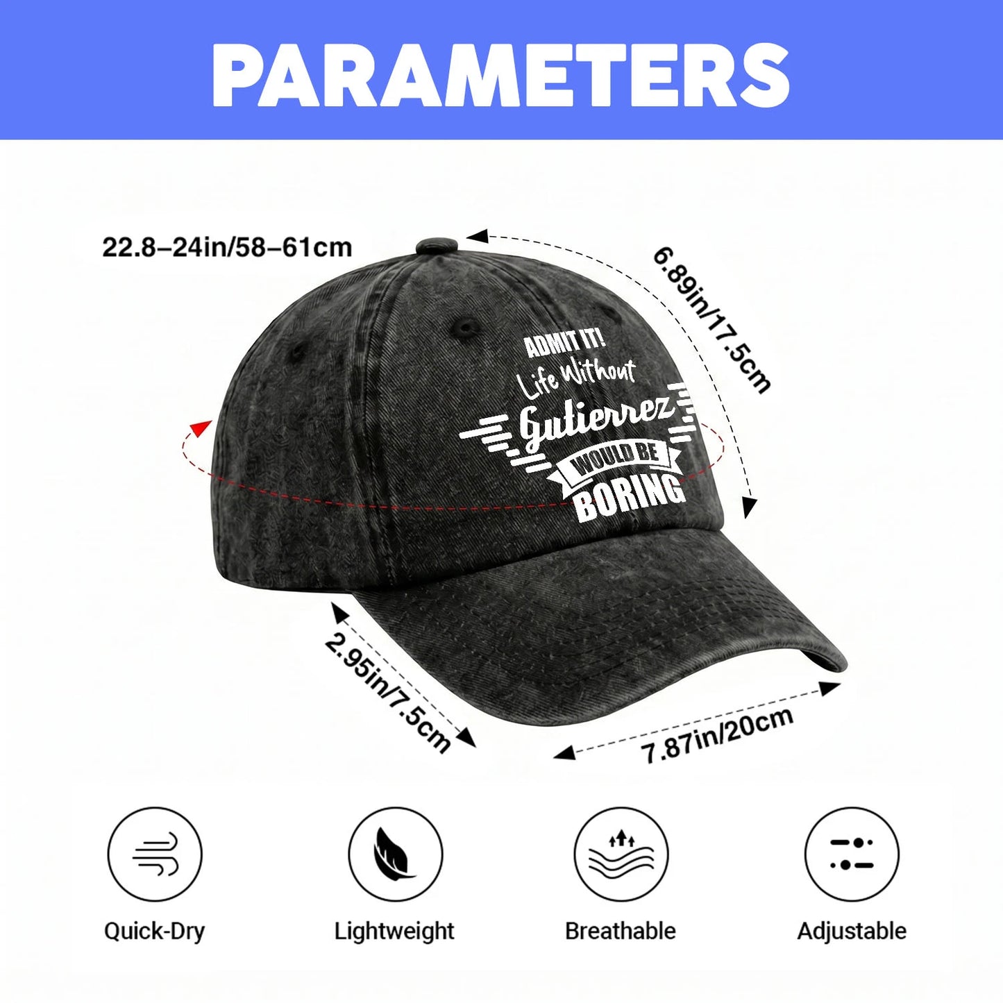 Admit It Life Without Your Name Would Be Boring Vintage Cap GUTIERREZ 13K1 C44PF