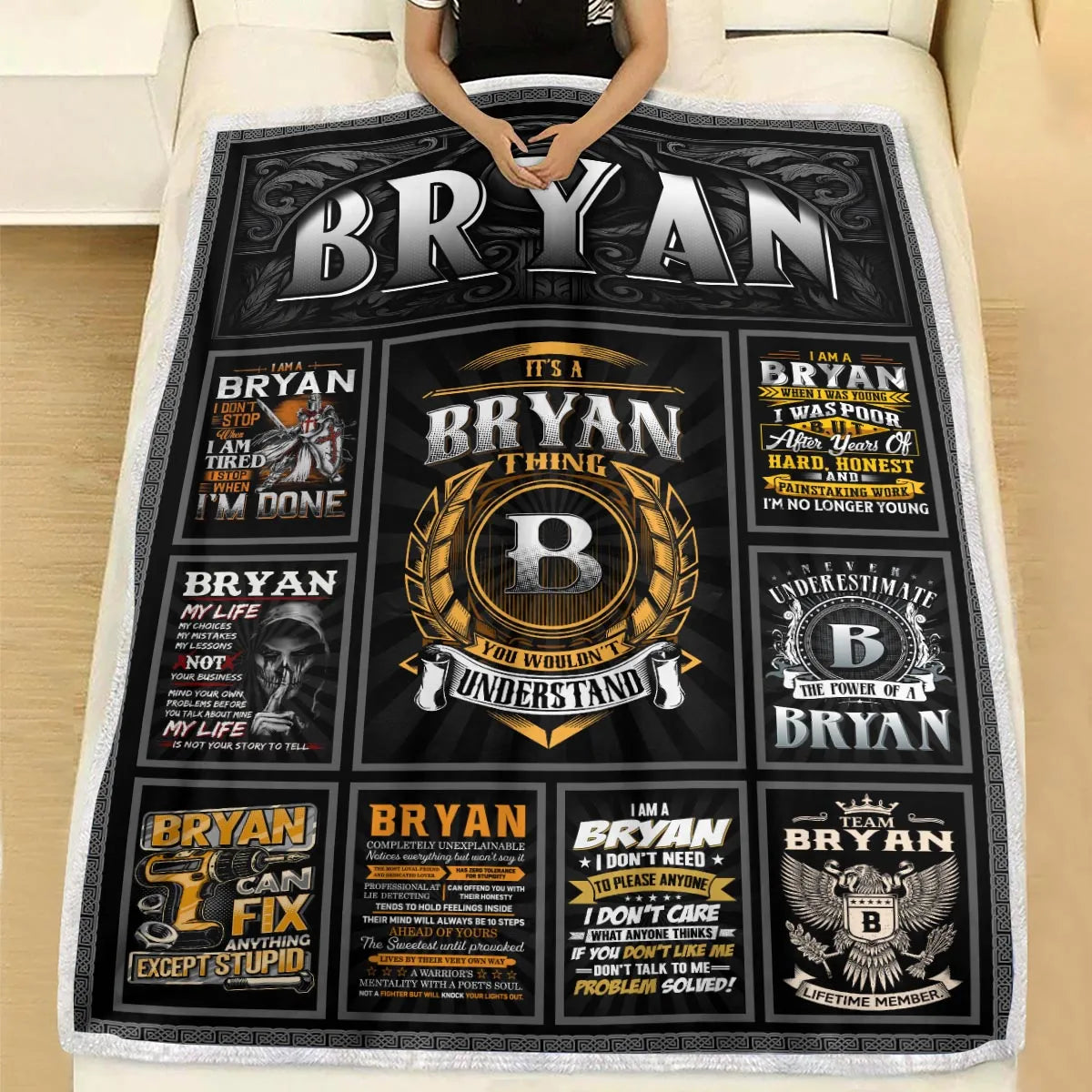 BRYAN Personalized Blanket | Custom Name Cozy Throw Gift 13K1-BK2