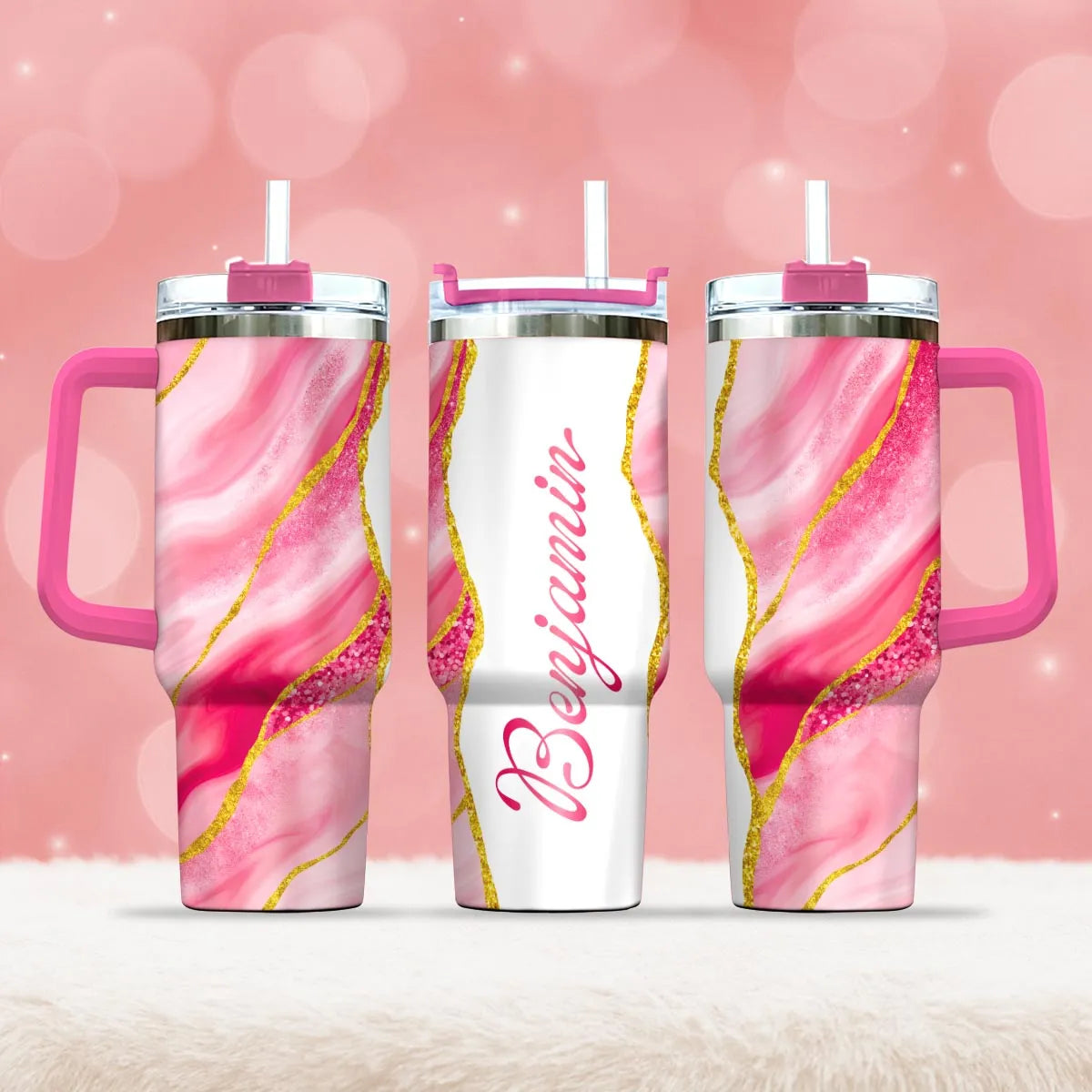 BENJAMIN 40oz Personalized Tumbler Cup with Straw | Custom Stainless Steel Mug 13K1-TB1