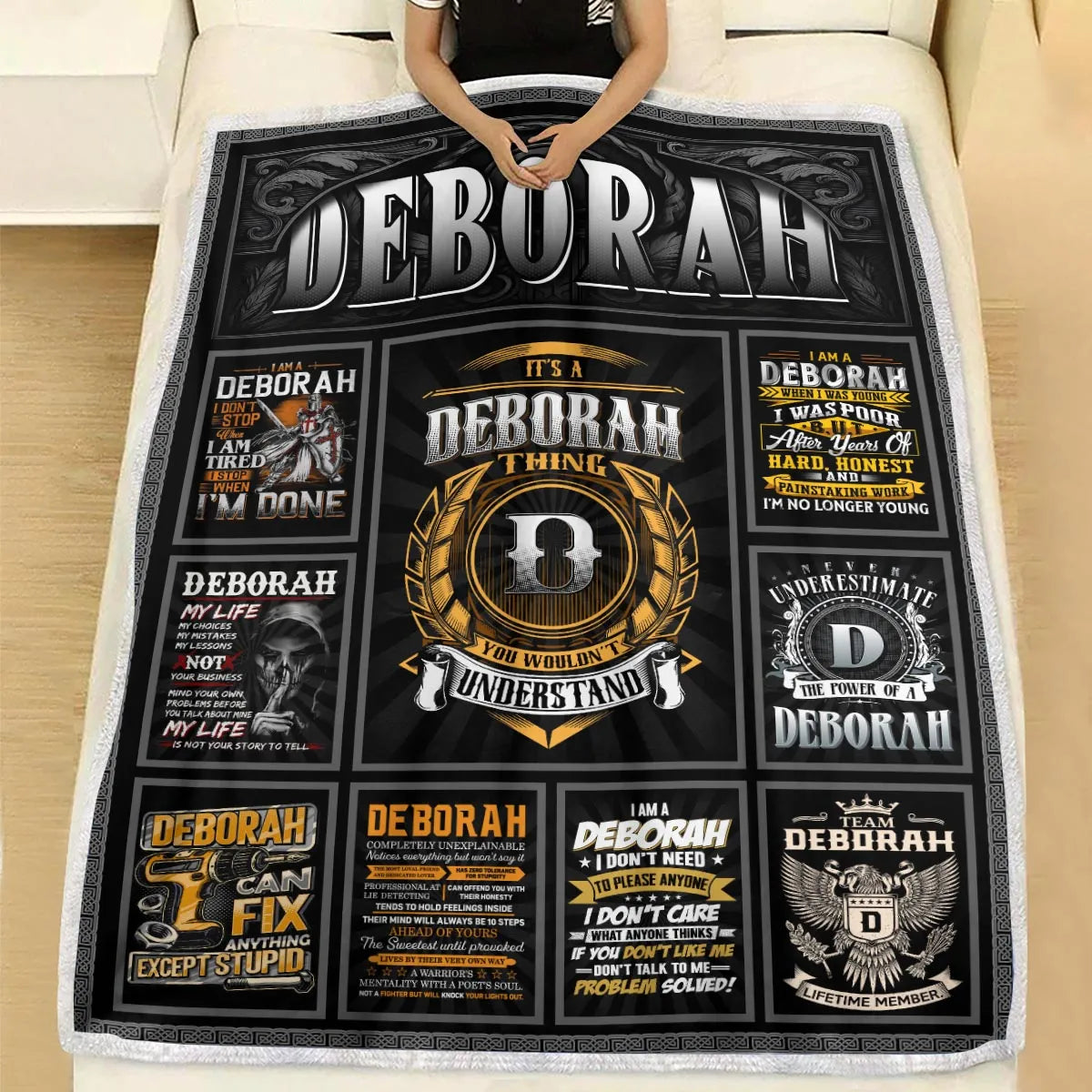 DEBORAH Personalized Blanket | Custom Name Cozy Throw Gift 13K1-BK2