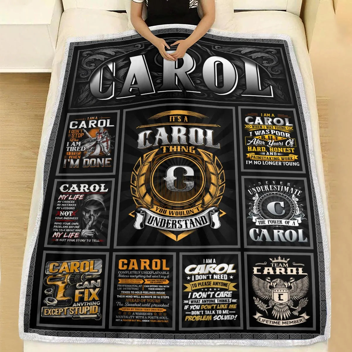 CAROL Personalized Blanket | Custom Name Cozy Throw Gift 13K1-BK2