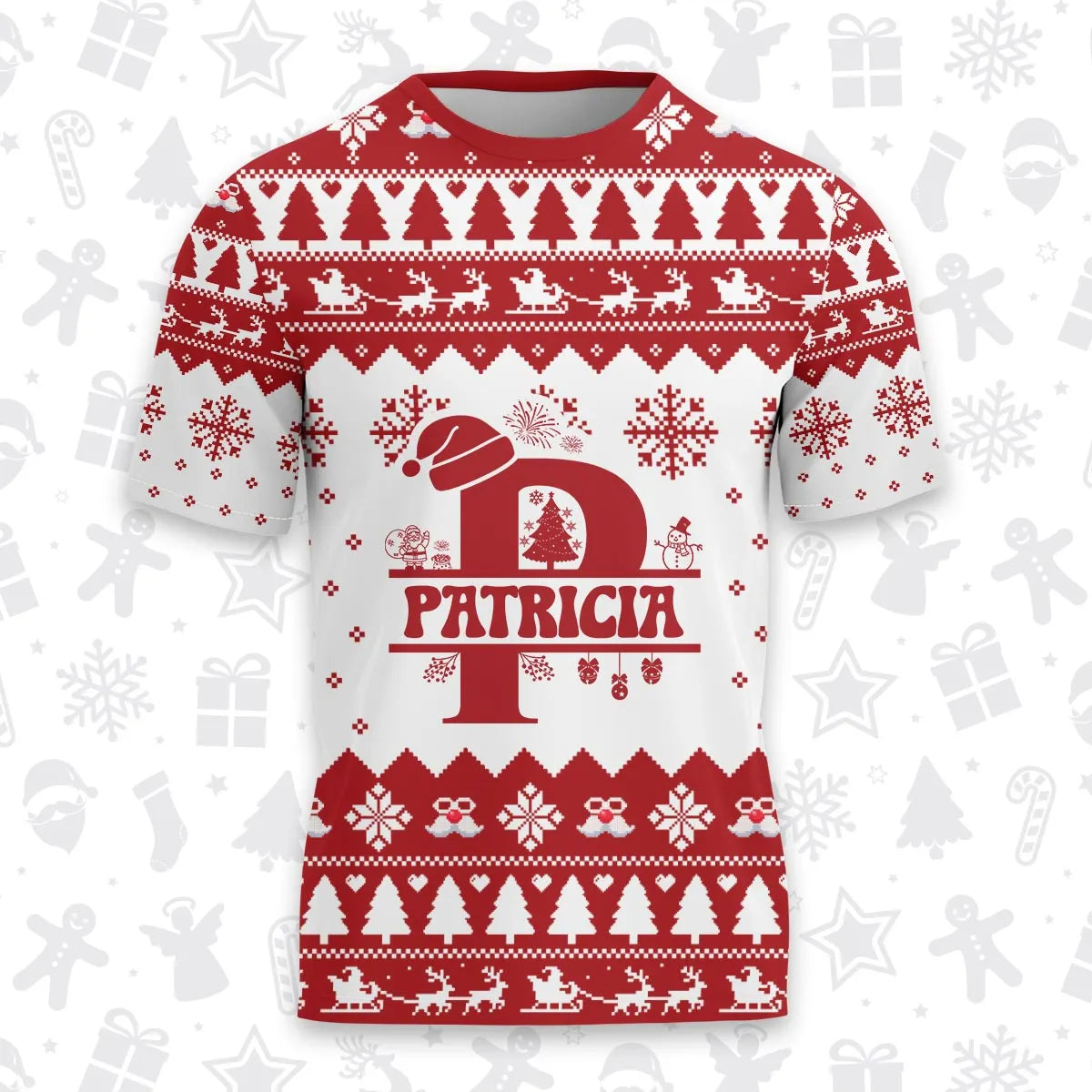 PATRICIA Personalized Christmas T-Shirt Pajama Set - Holiday Gift Outfit 13K1-CR2