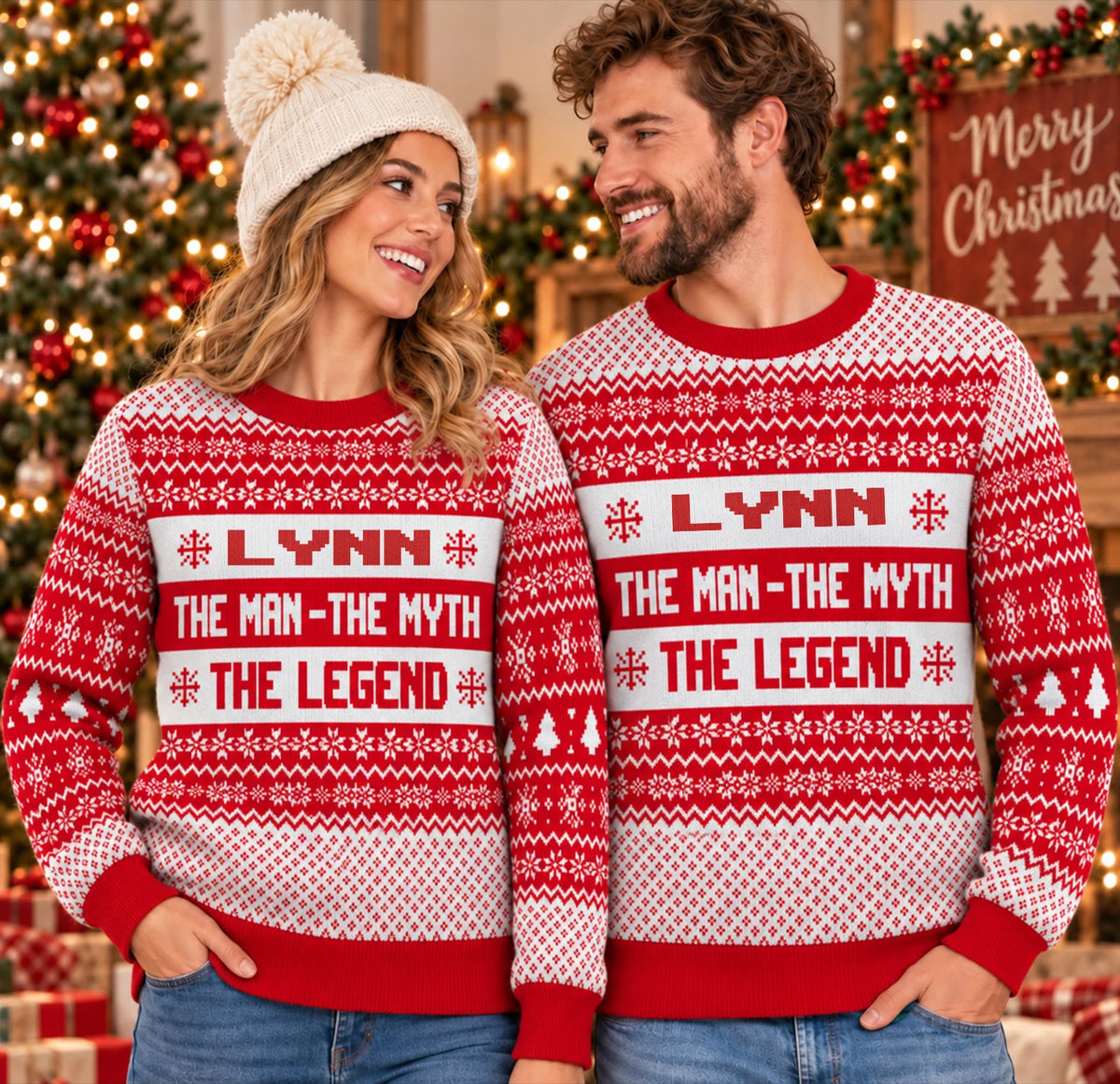The Man The Myth The Legend Red Christmas Ugly Sweater LYNN 13K1 UG04