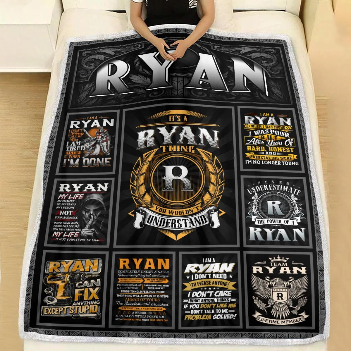 RYAN Personalized Blanket | Custom Name Cozy Throw Gift 13K1-BK2