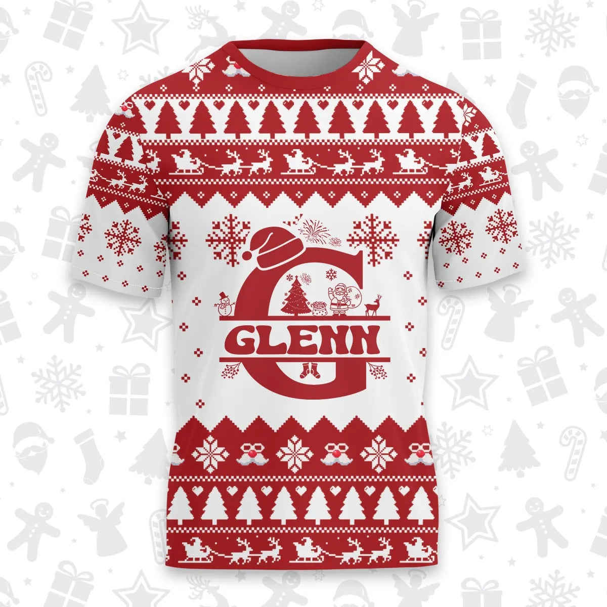 GLENN Personalized Christmas T-Shirt Pajama Set - Holiday Gift Outfit 13K1-CR2
