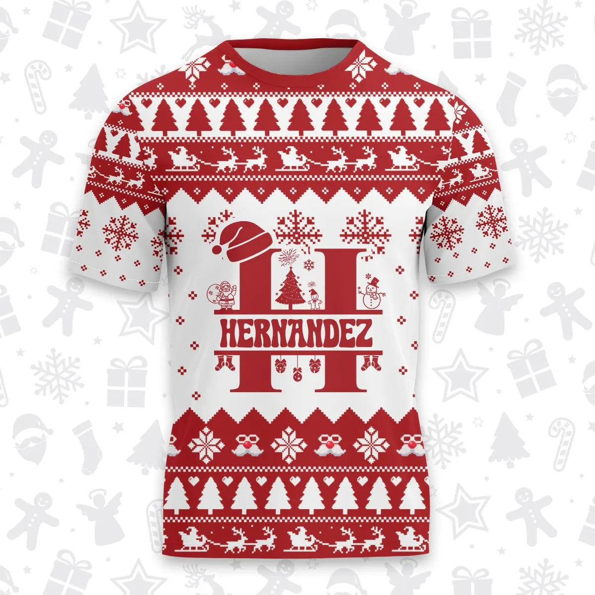 HERNANDEZ Personalized Christmas T-Shirt Pajama Set - Holiday Gift Outfit 13K1-CR2