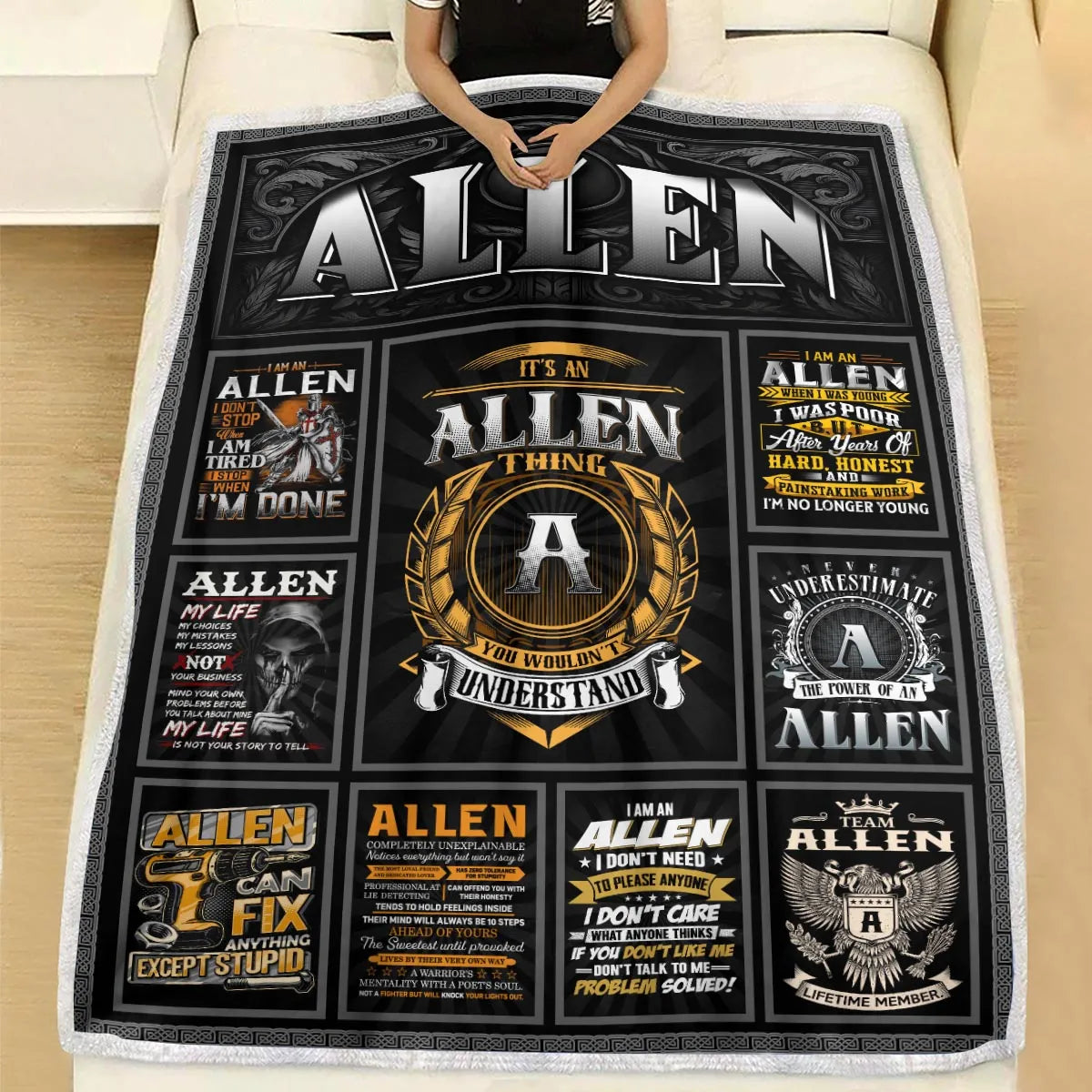 ALLEN Personalized Blanket | Custom Name Cozy Throw Gift 13K1-BK2
