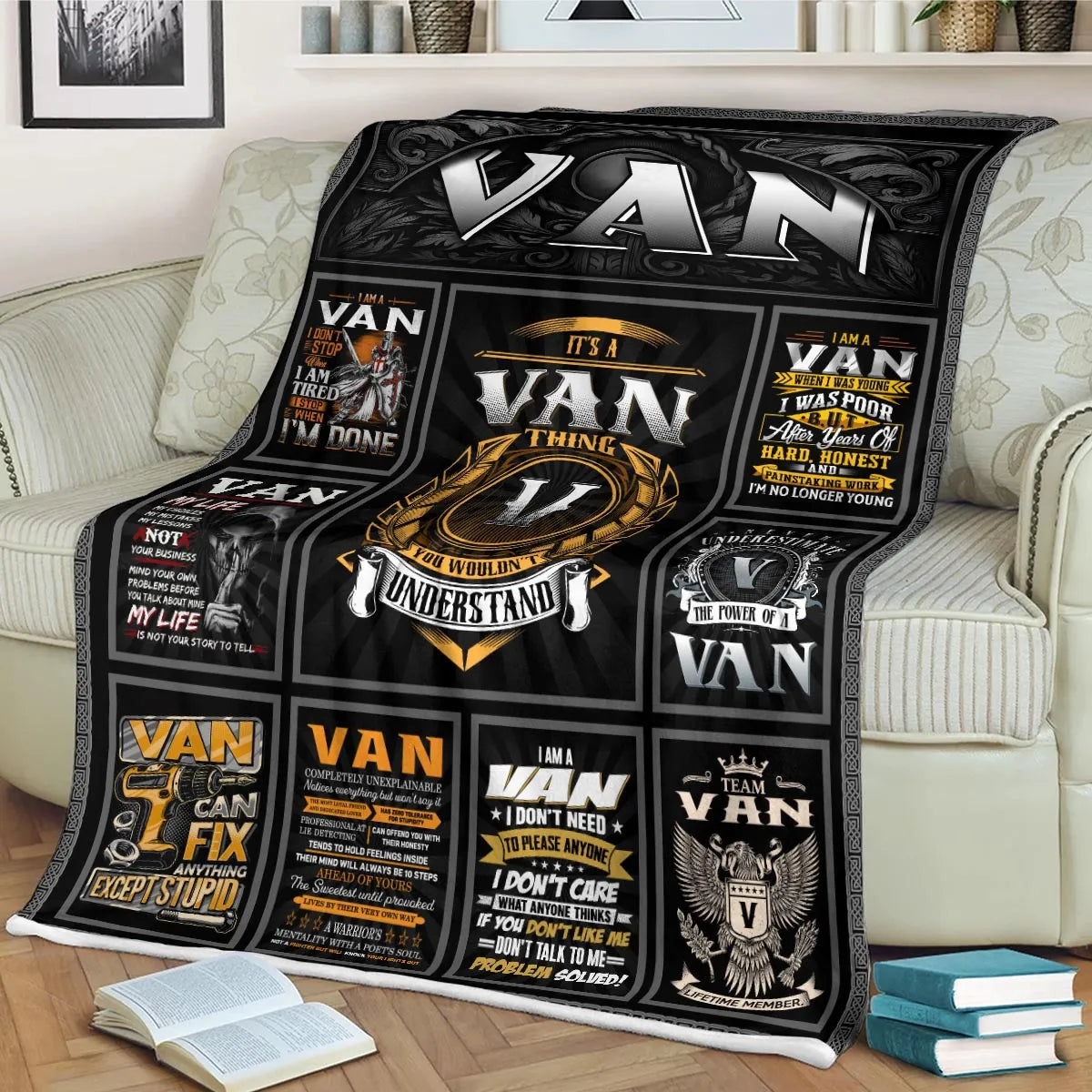 VAN Personalized Blanket | Custom Name Cozy Throw Gift 13K1-BK2
