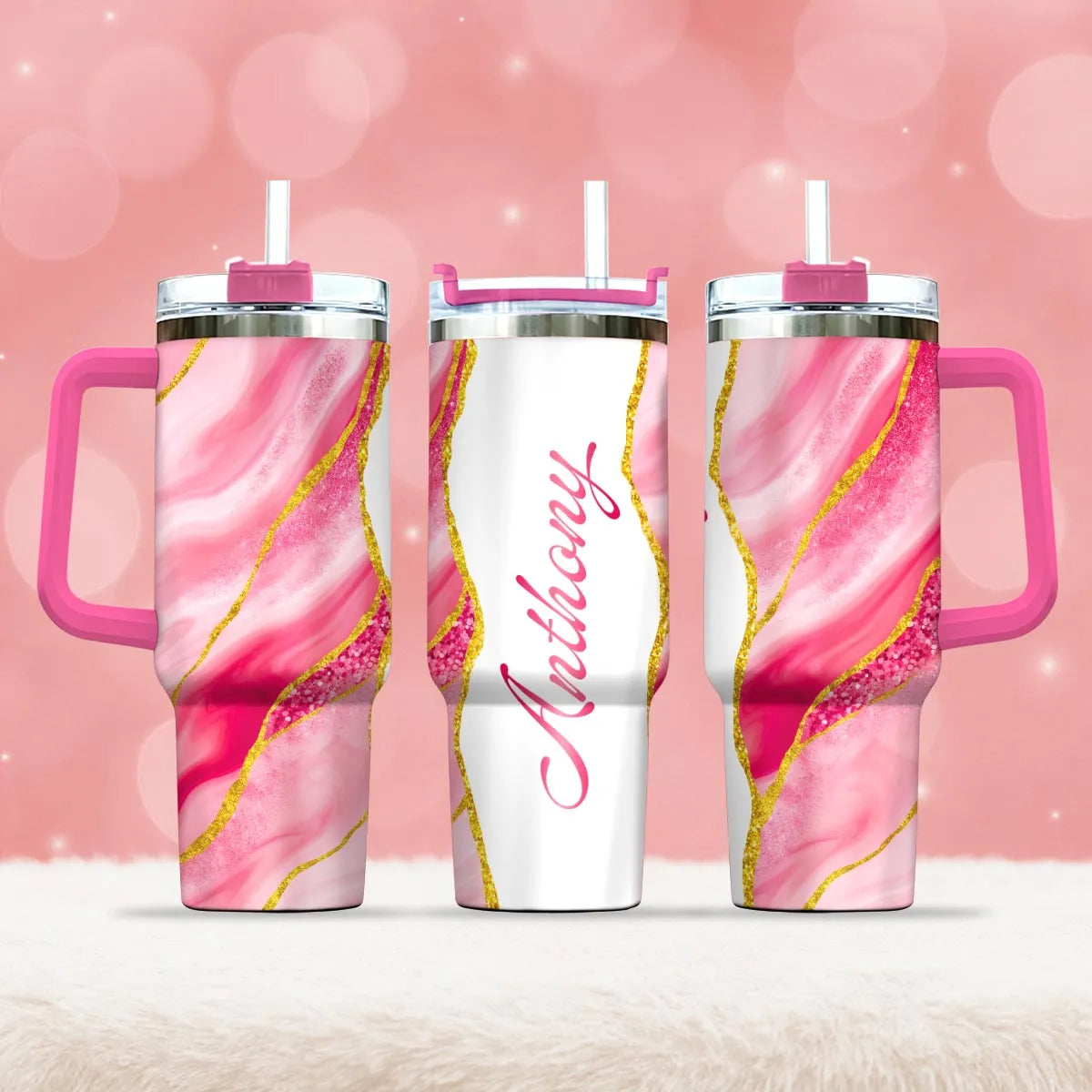 ANTHONY 40oz Personalized Tumbler Cup with Straw | Custom Stainless Steel Mug 13K1-TB1