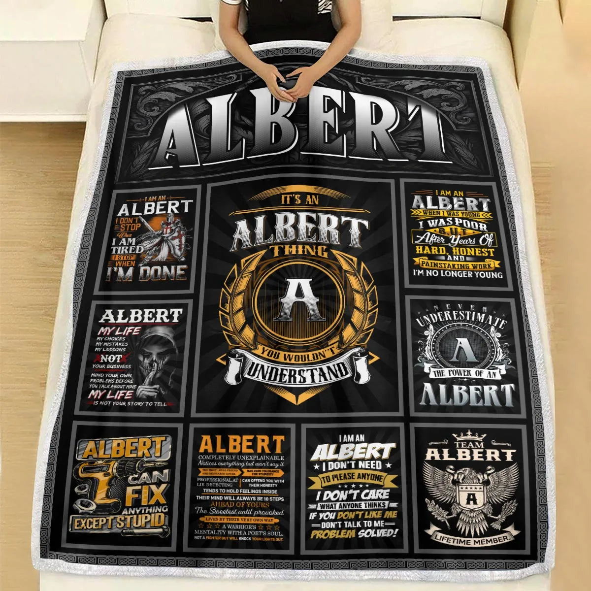 ALBERT Personalized Blanket | Custom Name Cozy Throw Gift 13K1-BK2