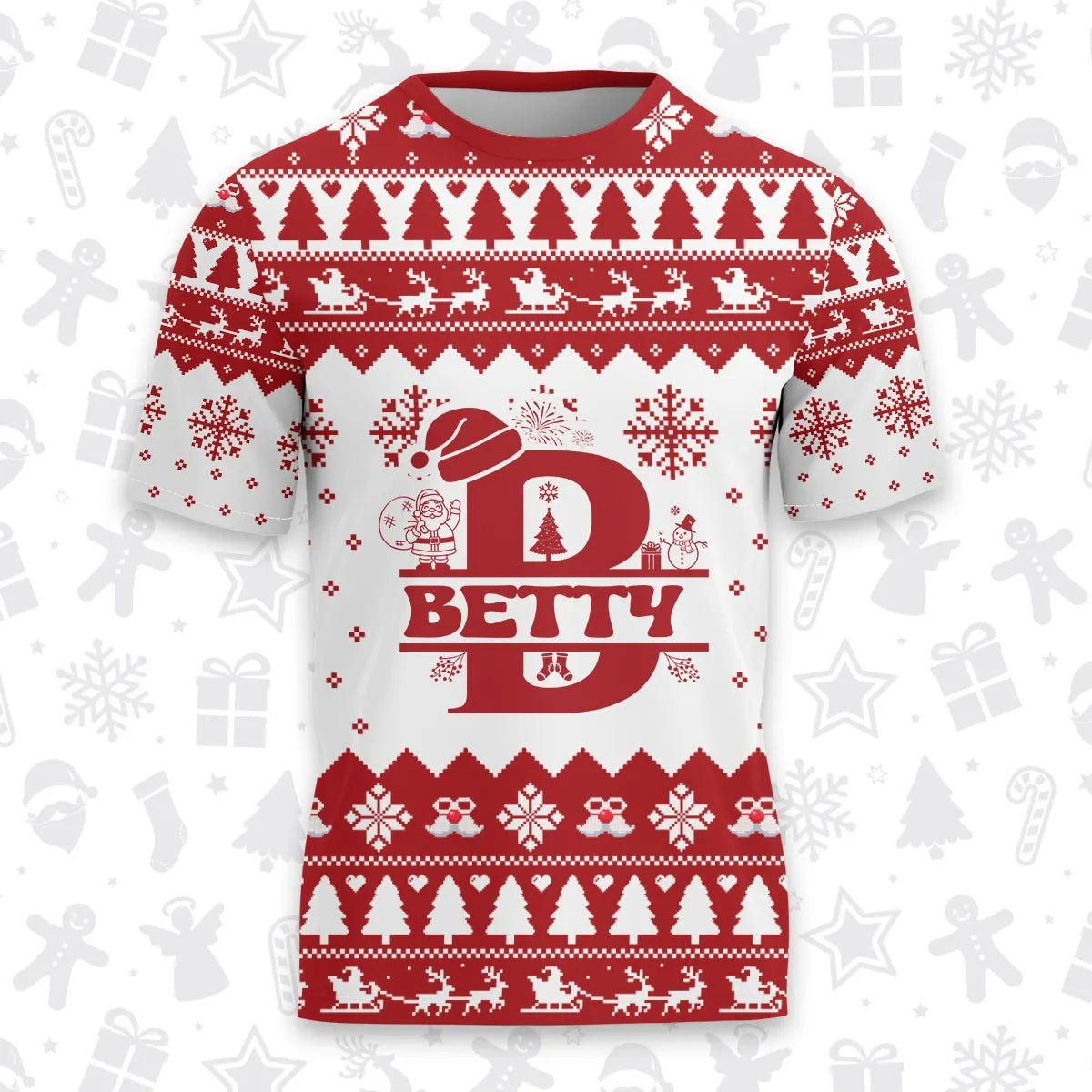 BETTY Personalized Christmas T-Shirt Pajama Set - Holiday Gift Outfit 13K1-CR2