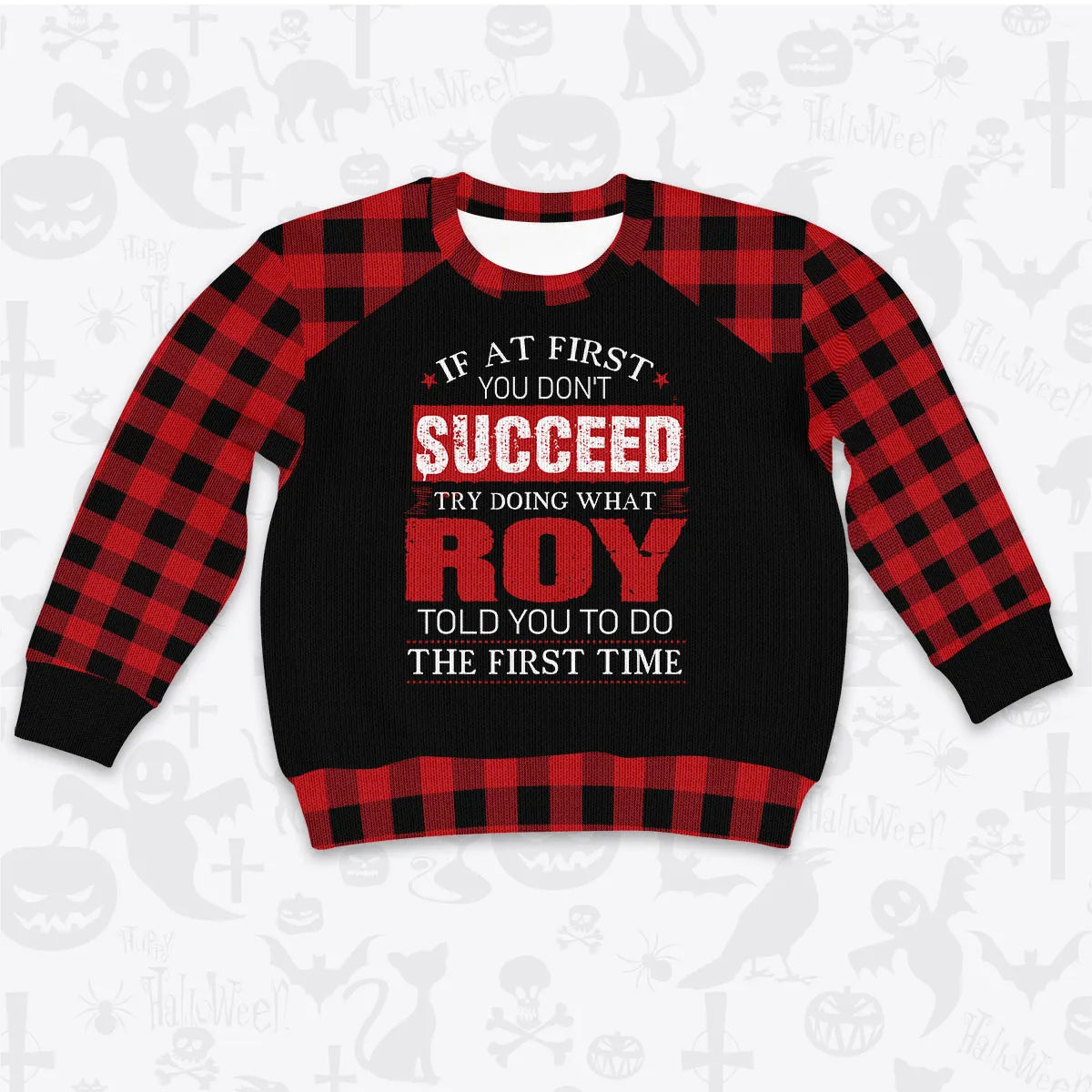ROY Buffalo Plaid Pajamas Set Sweater & Pants 13K1-EV2