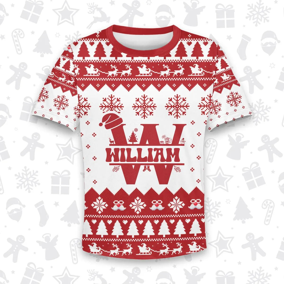 WILLIAM Personalized Christmas T-Shirt Pajama Set - Holiday Gift Outfit 13K1-CR2