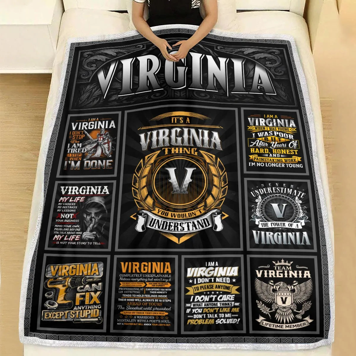 VIRGINIA Personalized Blanket | Custom Name Cozy Throw Gift 13K1-BK2