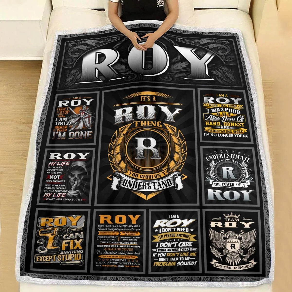 ROY Personalized Blanket | Custom Name Cozy Throw Gift 13K1-BK2
