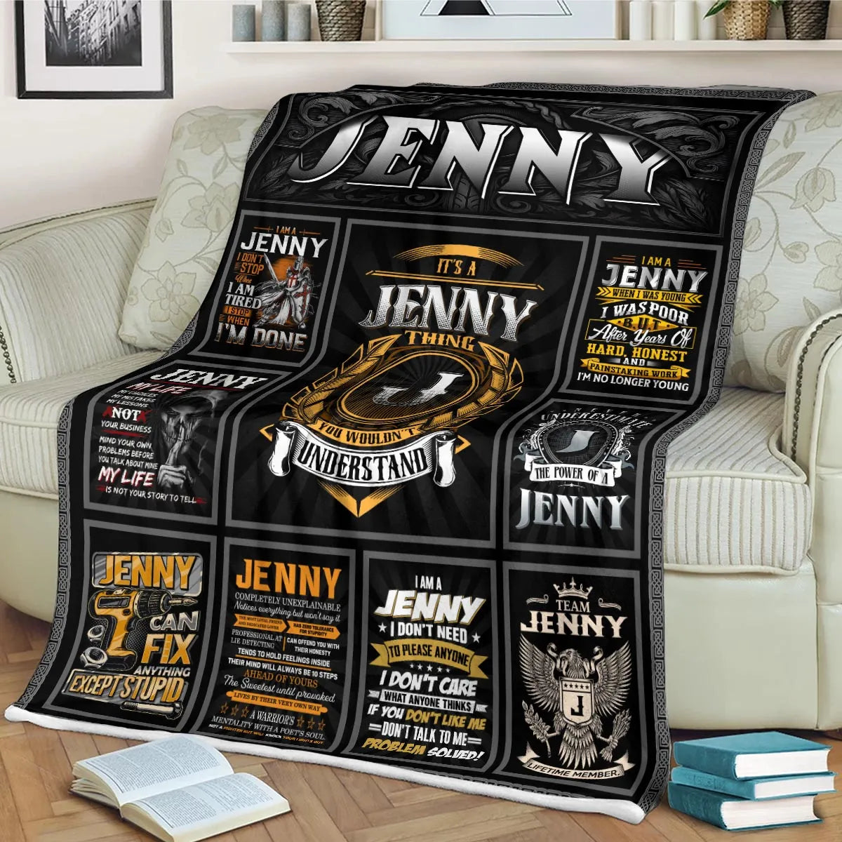 JENNY Personalized Blanket | Custom Name Cozy Throw Gift 13K1-BK2