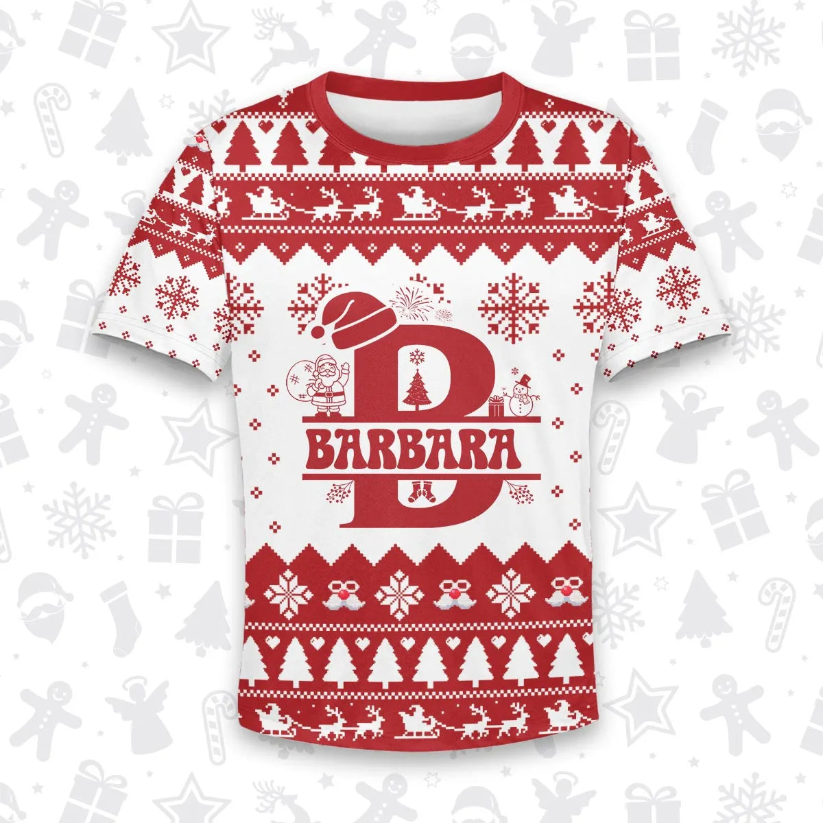 BARBARA Personalized Christmas T-Shirt Pajama Set - Holiday Gift Outfit 13K1-CR2
