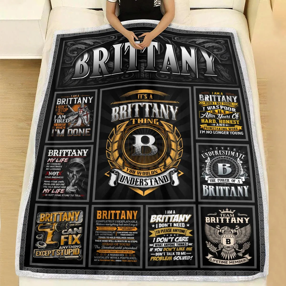 BRITTANY Personalized Blanket | Custom Name Cozy Throw Gift 13K1-BK2