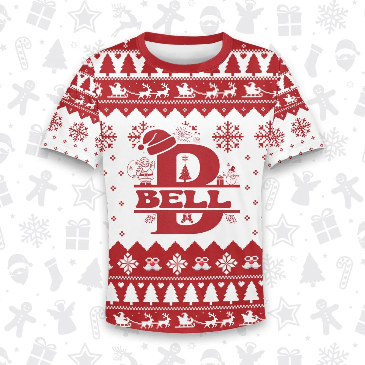 BELL Personalized Christmas T-Shirt Pajama Set - Holiday Gift Outfit 13K1-CR2