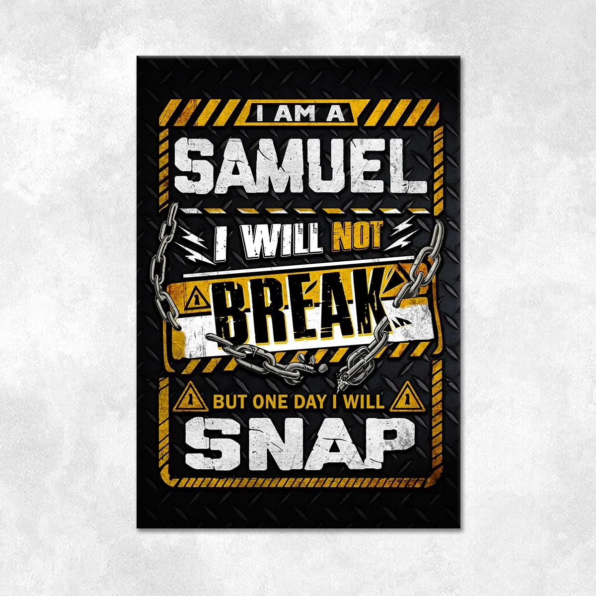 SAMUEL Motivational Rug – Black & Yellow Quote Carpet for Living Room 13K1-AR1