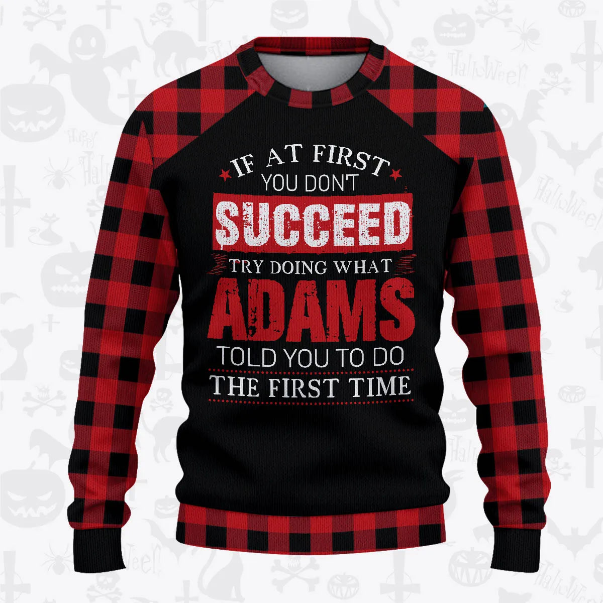ADAMS Buffalo Plaid Pajamas Set Sweater & Pants 13K1-EV2