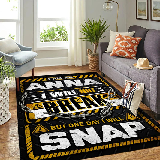 ANNA Motivational Rug – Black & Yellow Quote Carpet for Living Room 13K1-AR1