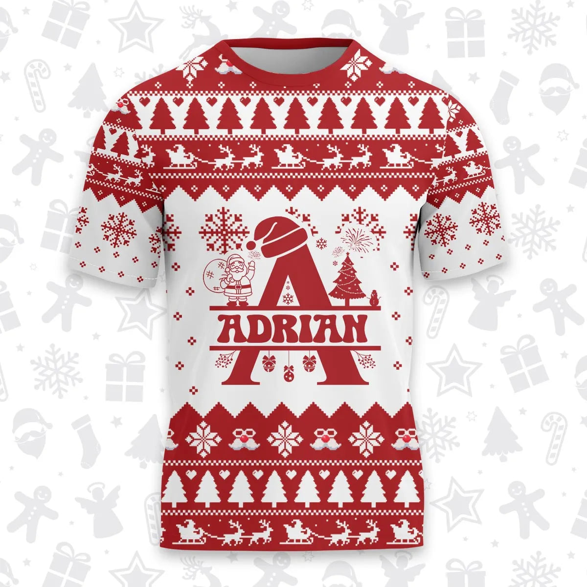 ADRIAN Personalized Christmas T-Shirt Pajama Set - Holiday Gift Outfit 13K1-CR2