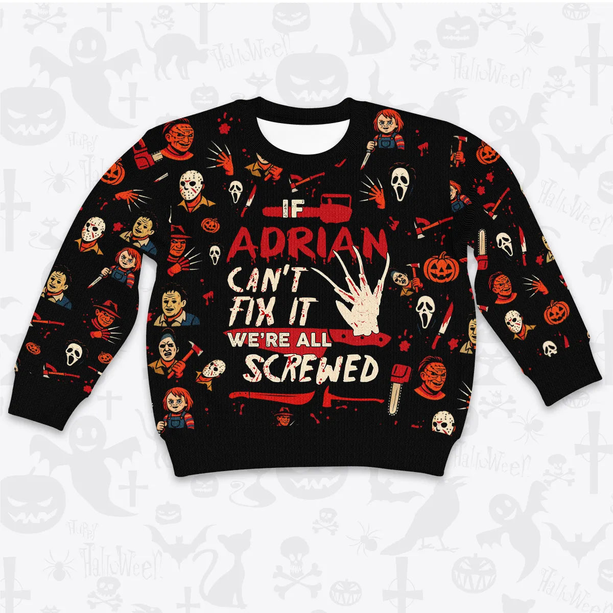 ADRIAN Horror Halloween Pajamas Set Cozy Sweater & Pants Sleepwear 13K1-HL1